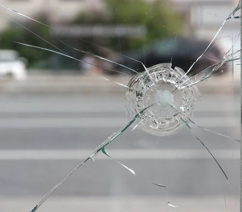 Windshield damage from a rock